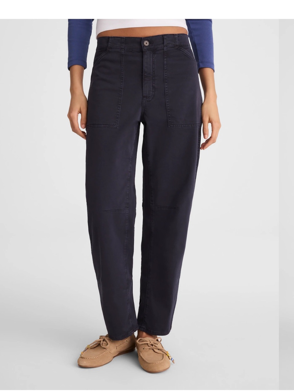 Madewell The Darted Barrel-Leg Utility Pant in Dark Navy Size 30 NWT